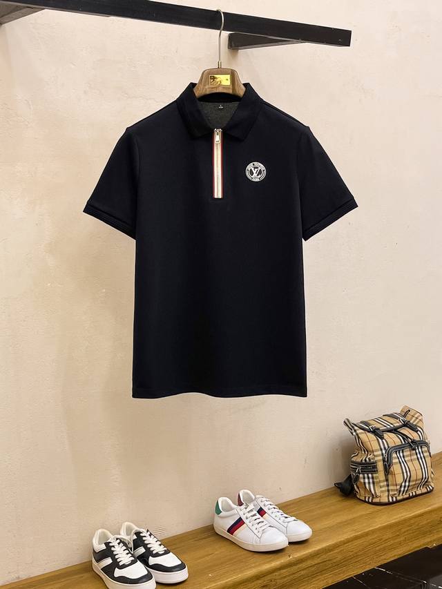 Lv25Ss New spring and summer short-sleeved lapel T-shirt Polo, the highest versi
