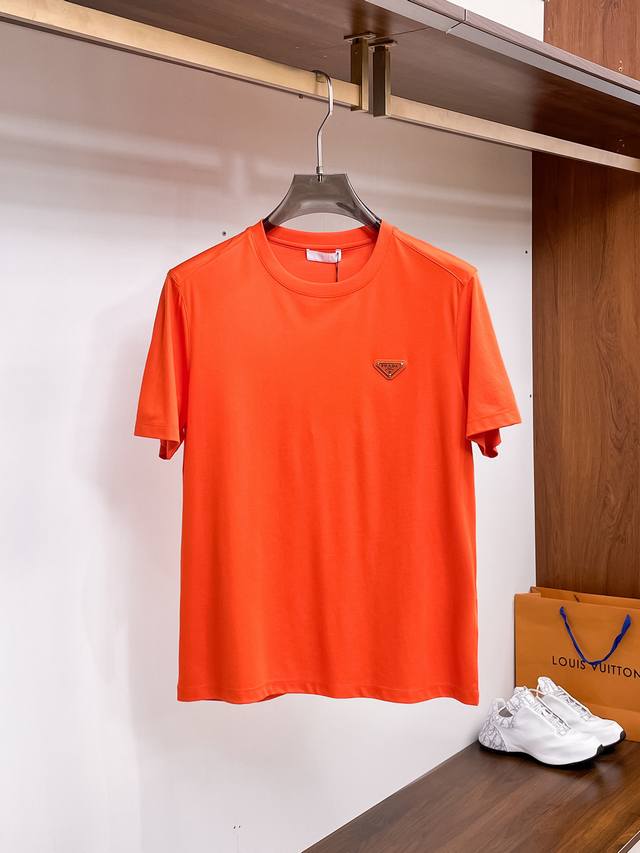 Prada 2025 Spring and Summer New Release Counter Latest Round Neck Short Sleeve