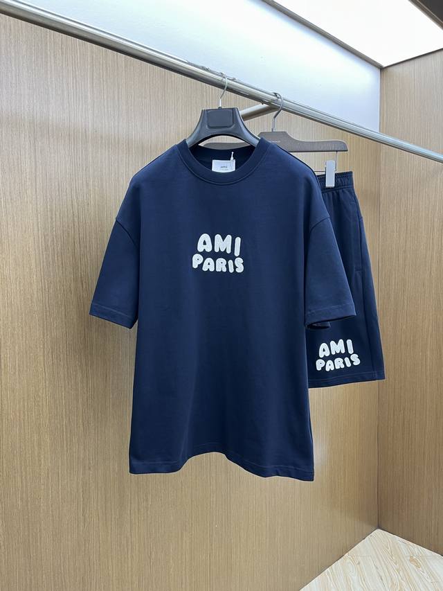 New set Ami 2540 Spring and Summer latest casual shorts and short-sleeved suit,