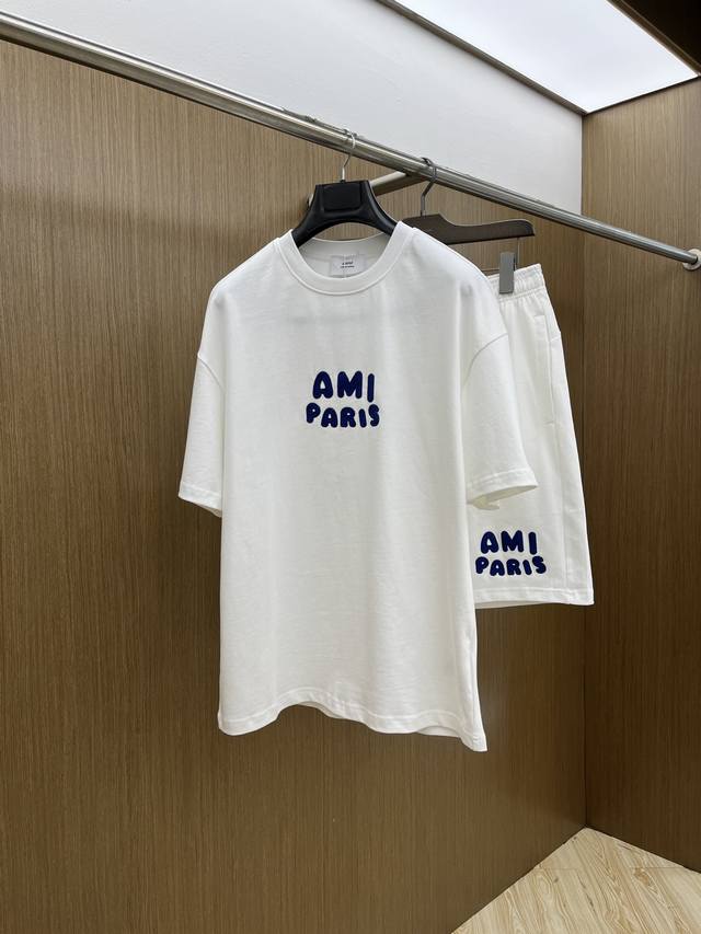 New set Ami 2540 latest spring and summer casual shorts and short-sleeved suit,