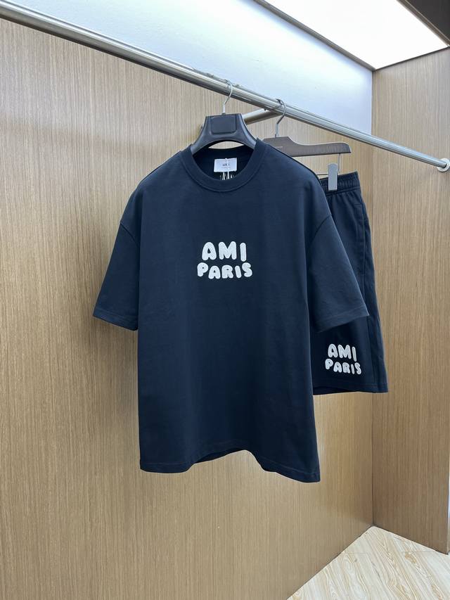 New set Ami 2540 Spring and Summer latest casual shorts and short-sleeved suit,
