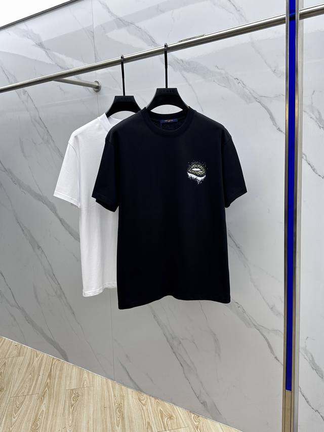 Lv*Louis Vuitton 2025Fw Spring and Summer New Round Neck T-shirt for Outerwear,