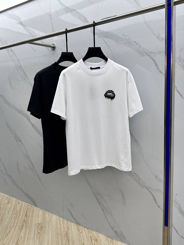 Lv*Louis Vuitton 2025Fw Spring and Summer New Round Neck T-shirt for Outerwear,