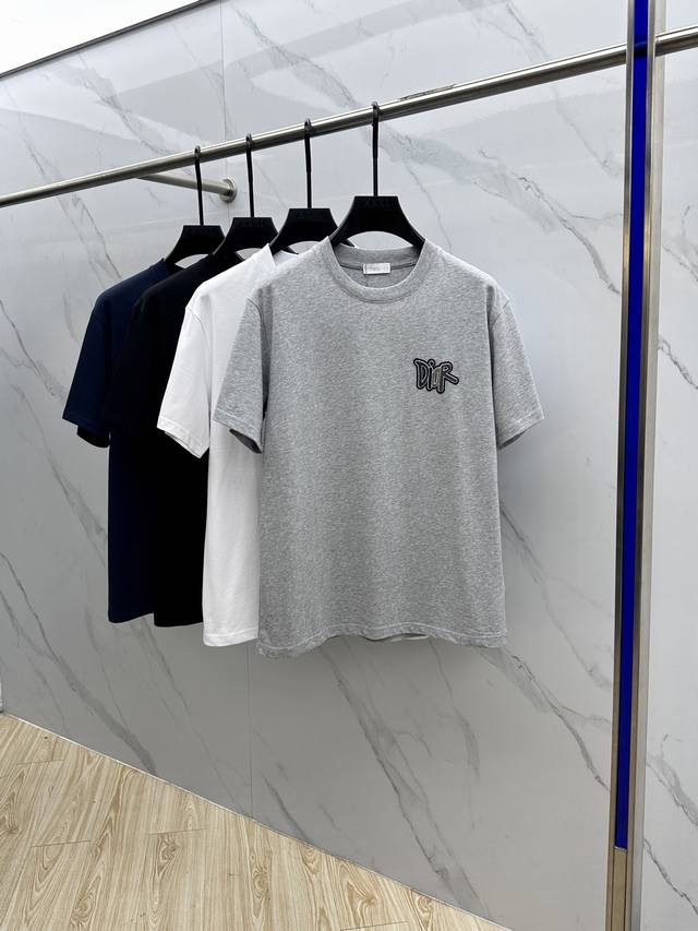 Dior*Dior 2025Fw Spring and Summer new round neck base outerwear T-shirt, three-