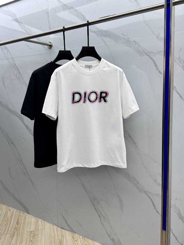 Christian Dior Dior 2025Fw Spring and Summer new round neck T-shirt, three-dimen