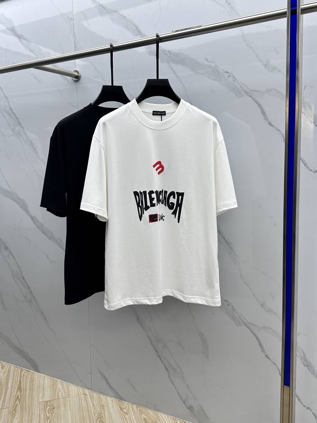 Balenciag* Paris 2025Fw Spring and Summer new round neck T-shirt for outerwear,