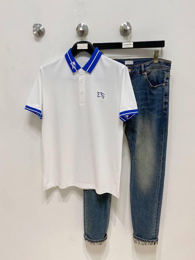 BURBERRY 25Ss new spring and summer short-sleeved lapel T-shirt Polo, the highes