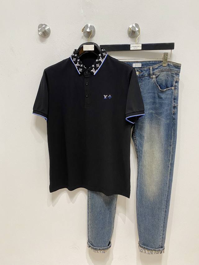 Lv25Ss New spring and summer short-sleeved lapel T-shirt Polo, the highest versi