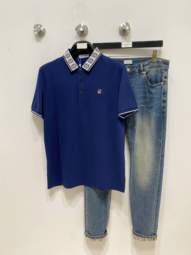 Loewe 25Ss new spring and summer short-sleeved lapel T-shirt Polo, the highest v