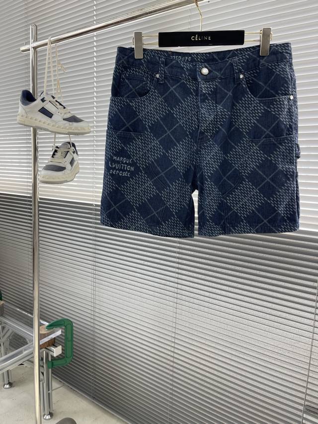 Donkey Brand 25Ss Checkerboard Denim Shorts Cotton denim fabric, also known as