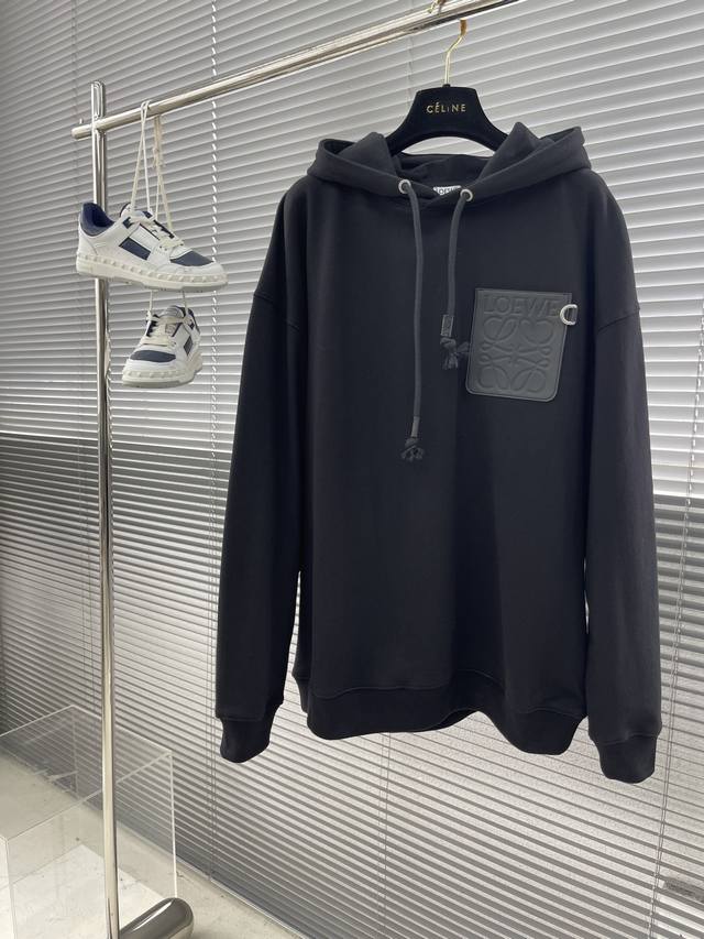 Loew leather label hoodie 420g double-strand fleece sweatshirt material 2*2 tren