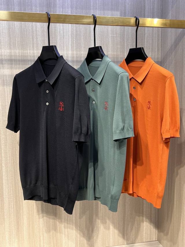 Model D-6036#, Bc's latest classic logo embroidered men's lapel short-sleeved k