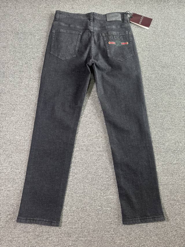 Gucci 2025Ss Spring and Summer new slim straight jeans Perfect washing process C