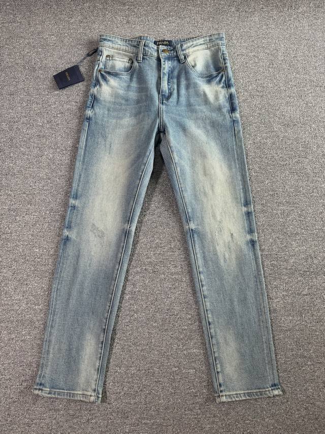 Prada 2025Ss Spring and Summer new slim straight jeans perfect washing process