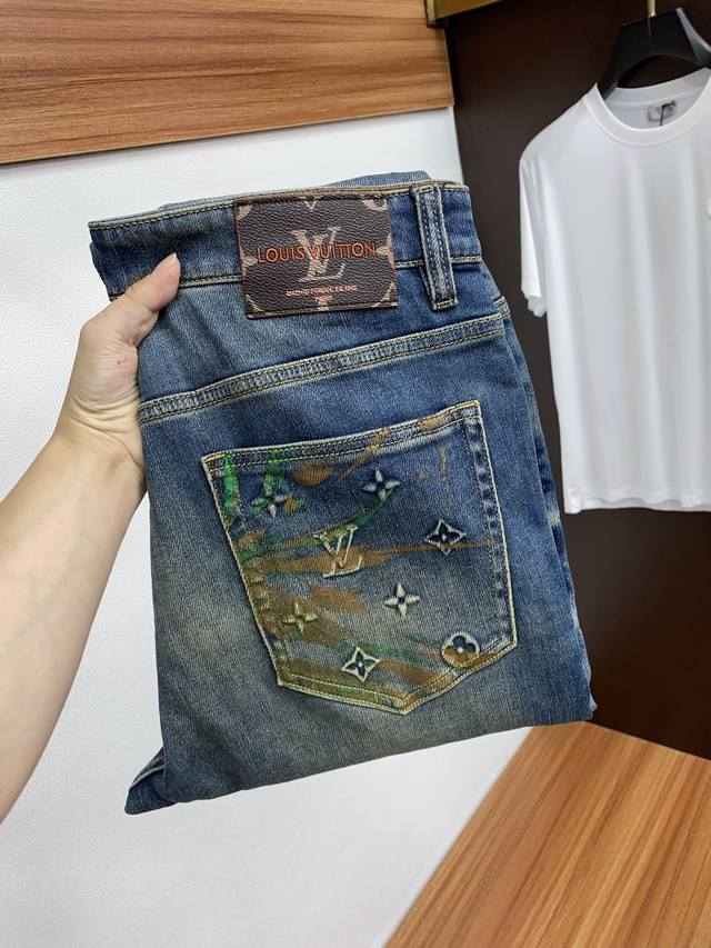 Lv Louis Vuitton 2025Ss Spring/Summer new slim straight jeans Perfect washing pr