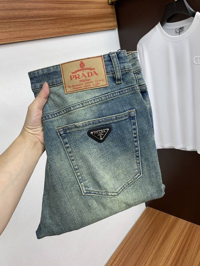 Prada 2025Ss Spring and Summer new slim straight jeans perfect washing process
