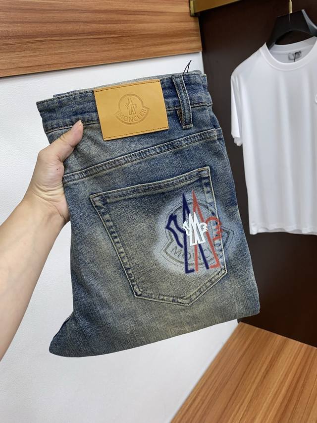 Moncler 2025Ss Spring and Summer new slim straight jeans perfect washing proces