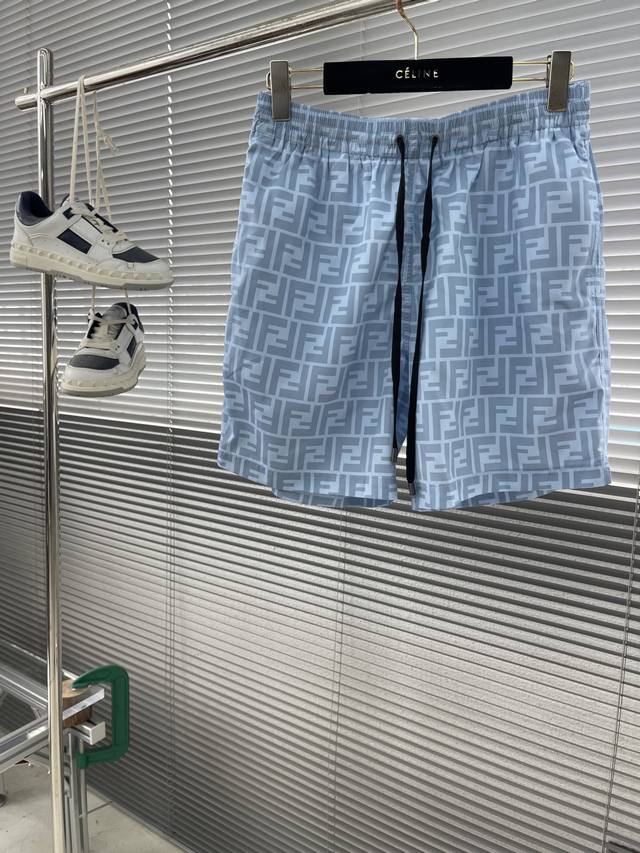 Fend Old flower Ff detail technology fabric sports shorts. Custom-woven technolo