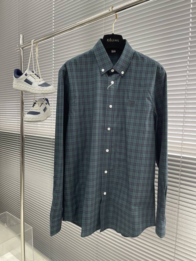 Gvc 24 Early Spring Plaid Logo Embroidery Small Details Cotton Poplin Shirt. Exp