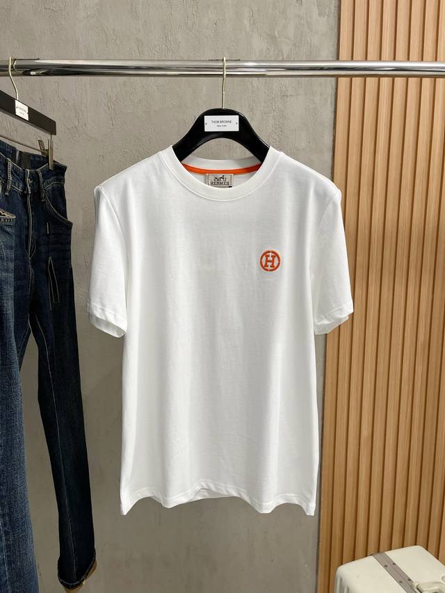 Hermes 25Ss Spring and Summer New Release Counter Latest Short-sleeved Round Ne