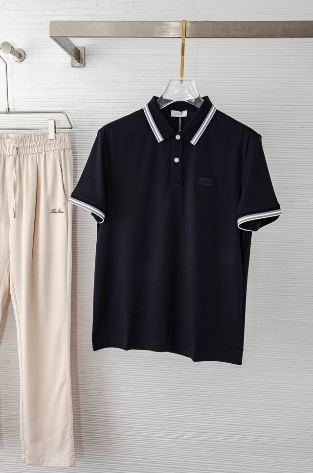 Di#* Or Dior 2025 Men's Business Casual Solid Color Lapel Short Sleeve Polo Shir