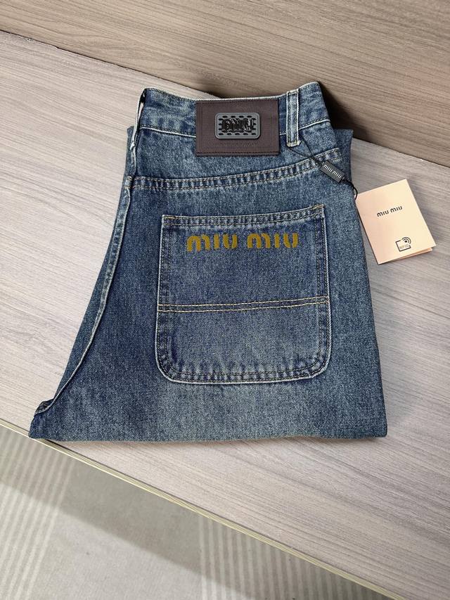 Wide-leg Miumiu 25Ss spring and summer men's fashion trend big trousers jeans,