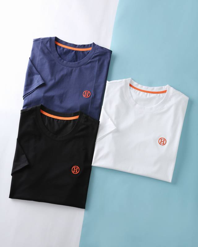 New He Emma* 2025Ss new summer style, men's classic orange "H" embroidered logo