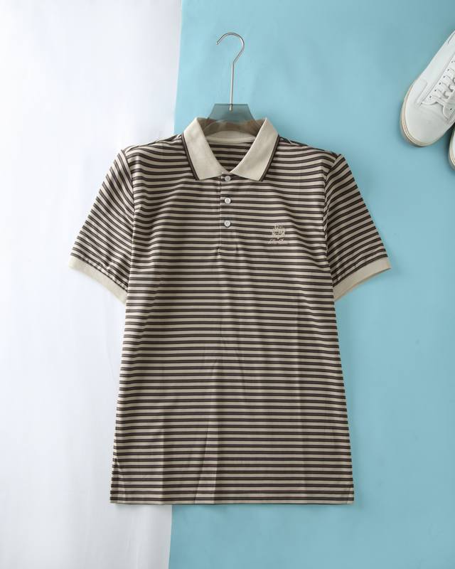 New Lor* Piana 25Ss Summer new thin cotton pique lapel short tee, men's classic