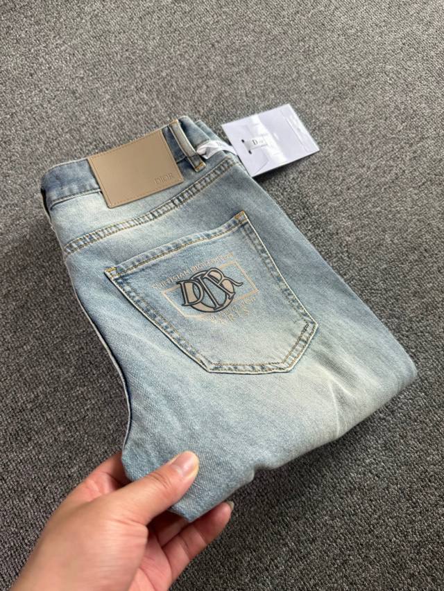 Dior 2025Ss spring and summer new slim-fit jeans perfect washing process custom