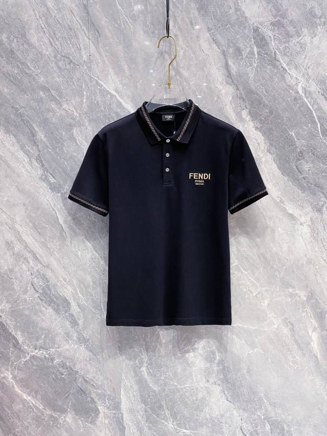 Fendi 2025Ss new summer logo men's lapel Polo shirt! A classic business men's s
