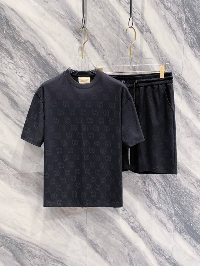 set Gucci 25 Ss spring and summer new cotton suit perfect jacquard logo top har