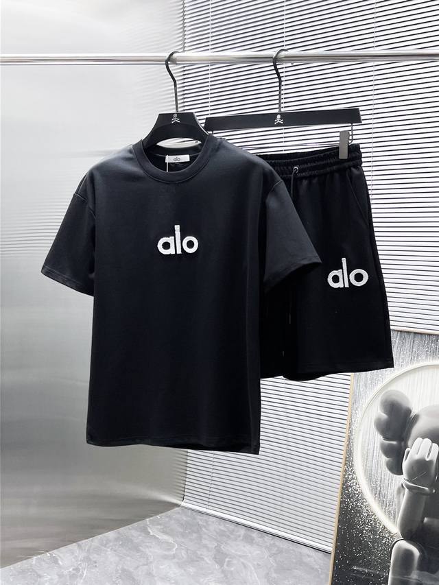Alo 2025Ss new summer casual short-sleeved shorts suit, high-end version! Custom