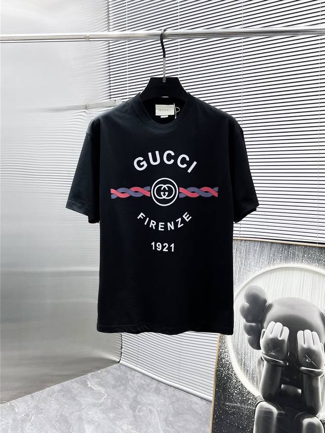 Gucci 2025 new round neck short-sleeved T-shirt, high-end version! Custom-made f