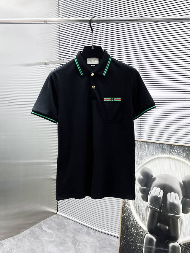 Gucci 2025Ss summer new style lapel short-sleeved T-shirt Polo shirt, high-end v