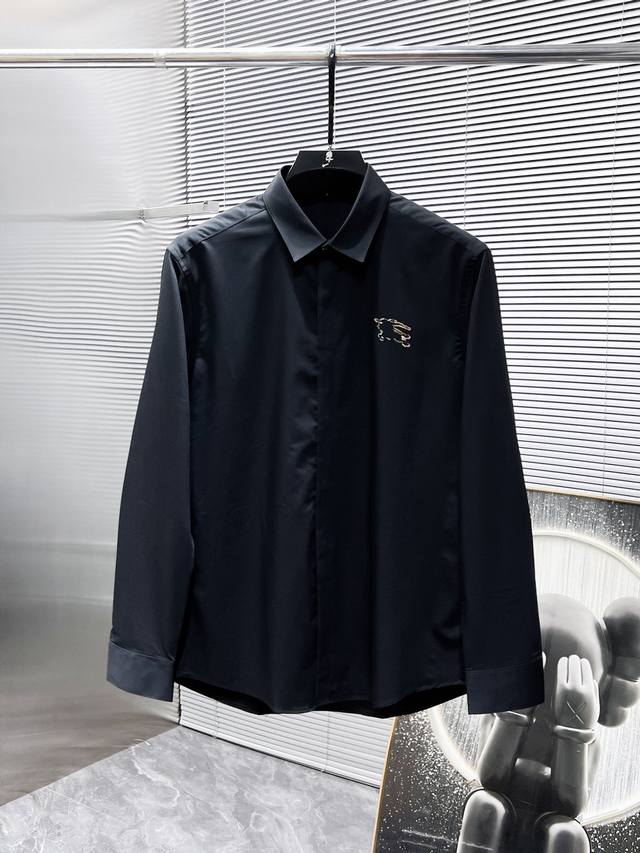 BURBERRY 2025Ss new long-sleeved shirt, high-end version! Custom-made fabrics ar