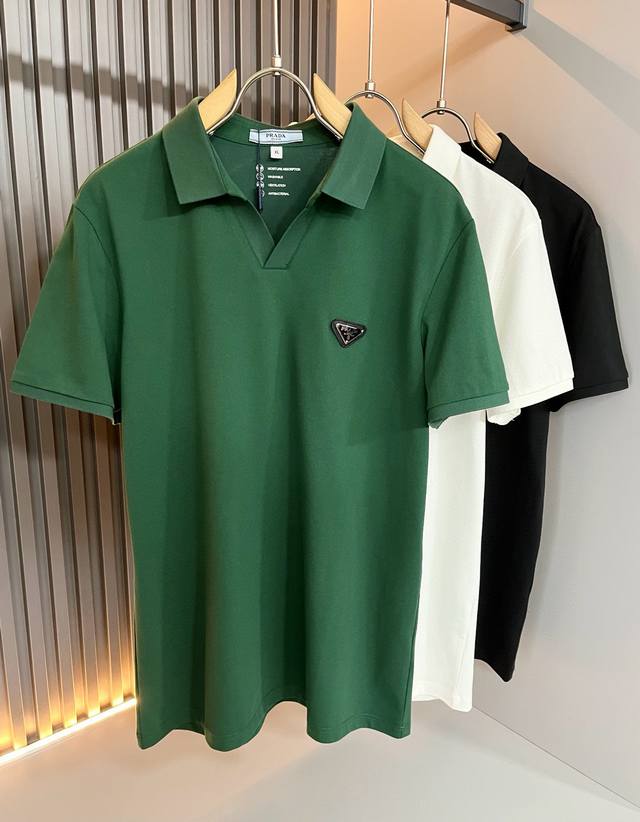 Prad*Puda 2025 Spring and Summer new classic element short-sleeved Polo shirt, c