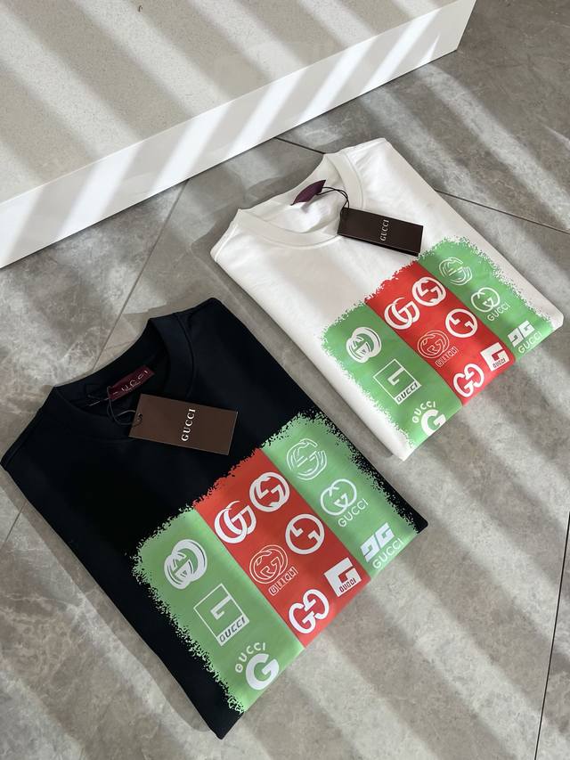 Gucc*Gujia 2025 Spring and Summer Series Basic Round Neck Pullover Short Sleeve