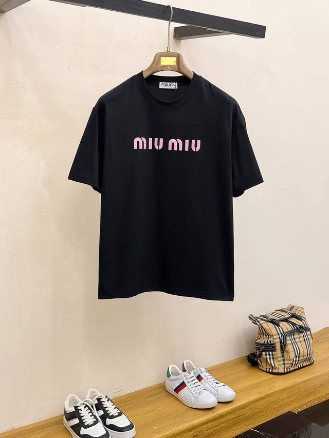 Ssmiumiu latest cotton fabric classic logo pattern Logo fashionable and simple t