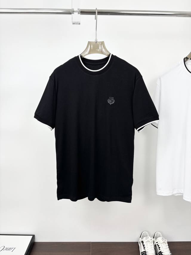Recommended by Lao Qian Xingui! Logo embroidery contrasting collar round neck s