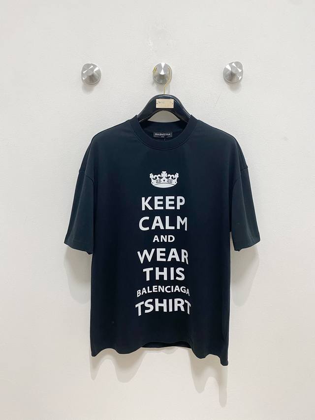 Balenciaga 2025Ss early spring new product catwalk style printed cotton round ne