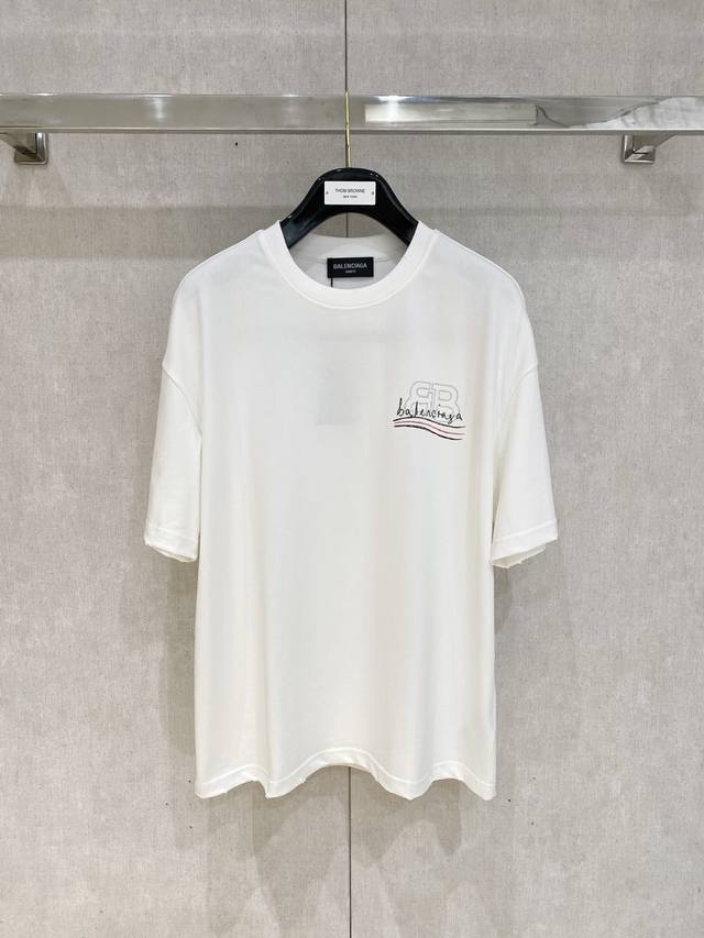 Balenciaga 2025Ss Early Spring New Product Runway Style Printed Cotton Round Nec