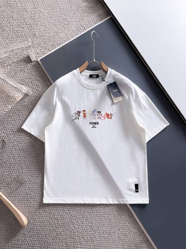 Original version Fendi 2025 Spring and Summer series unisex cotton short-sleeve