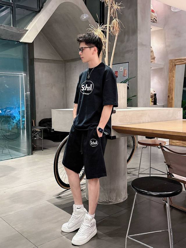 25Ss Balenciaga*Scholl co-branded heavyweight round neck short-sleeved T-shirt a
