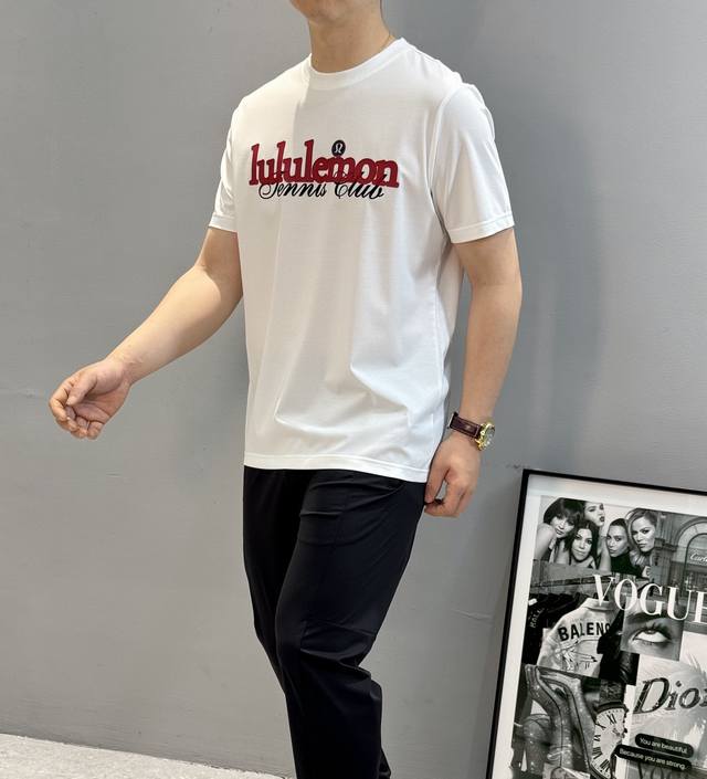 Lululemon 25Ss Spring and Summer New Mercerized T-shirt. Classic letter printing