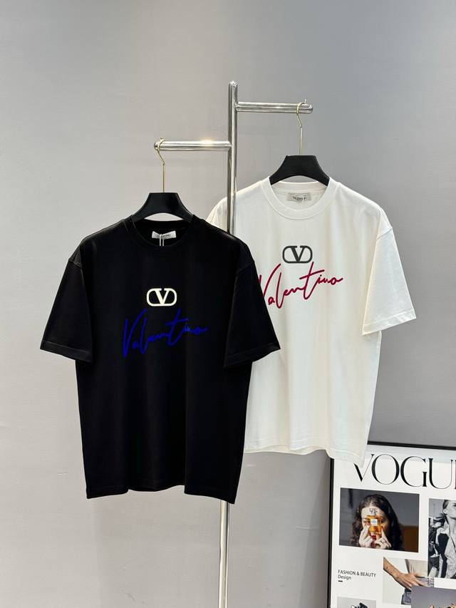 Valentin* Valentin-Slave 25S new T-shirt. Unisex ~ High-end letter logo velvet d
