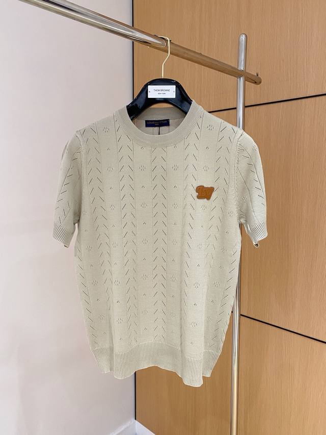 Lv 2025 Spring and Summer new knitted short sleeves, imported knitted fabrics, s