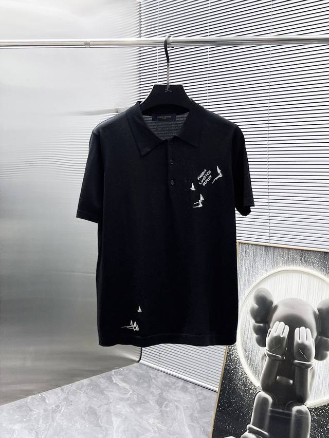 Louis Vuitton Lv 2025Ss new lapel short-sleeved knitted Polo shirt, high-end ver
