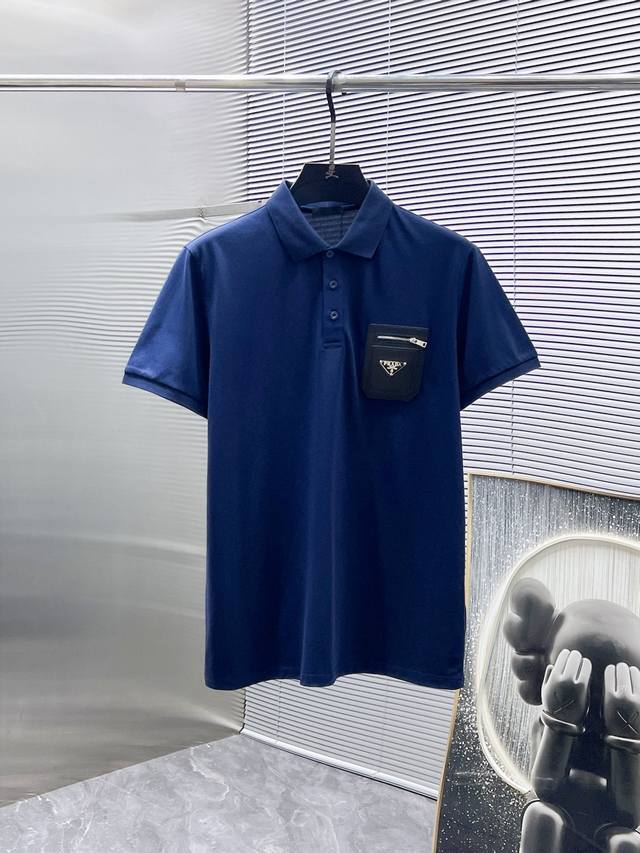 Prada 2025Ss new summer lapel short-sleeved T-shirt Polo shirt, high-end versio