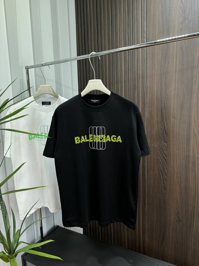 Balenciaga 2025Ss new spring and summer short-sleeved cotton plain fabric, re-wa