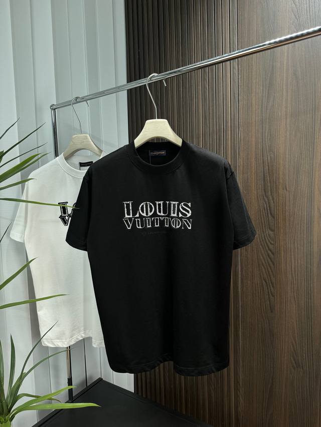 Lv 2025Ss Spring and Summer new short-sleeved cotton plain fabric, re-washed and